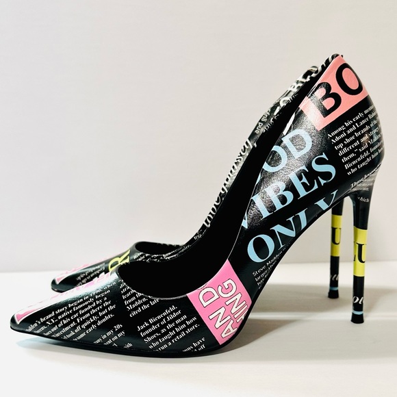 Steve Madden Shoes - Steve Madden Vala Black/Pink Printed High Stiletto Pointed Toe Dress Pump sz 9